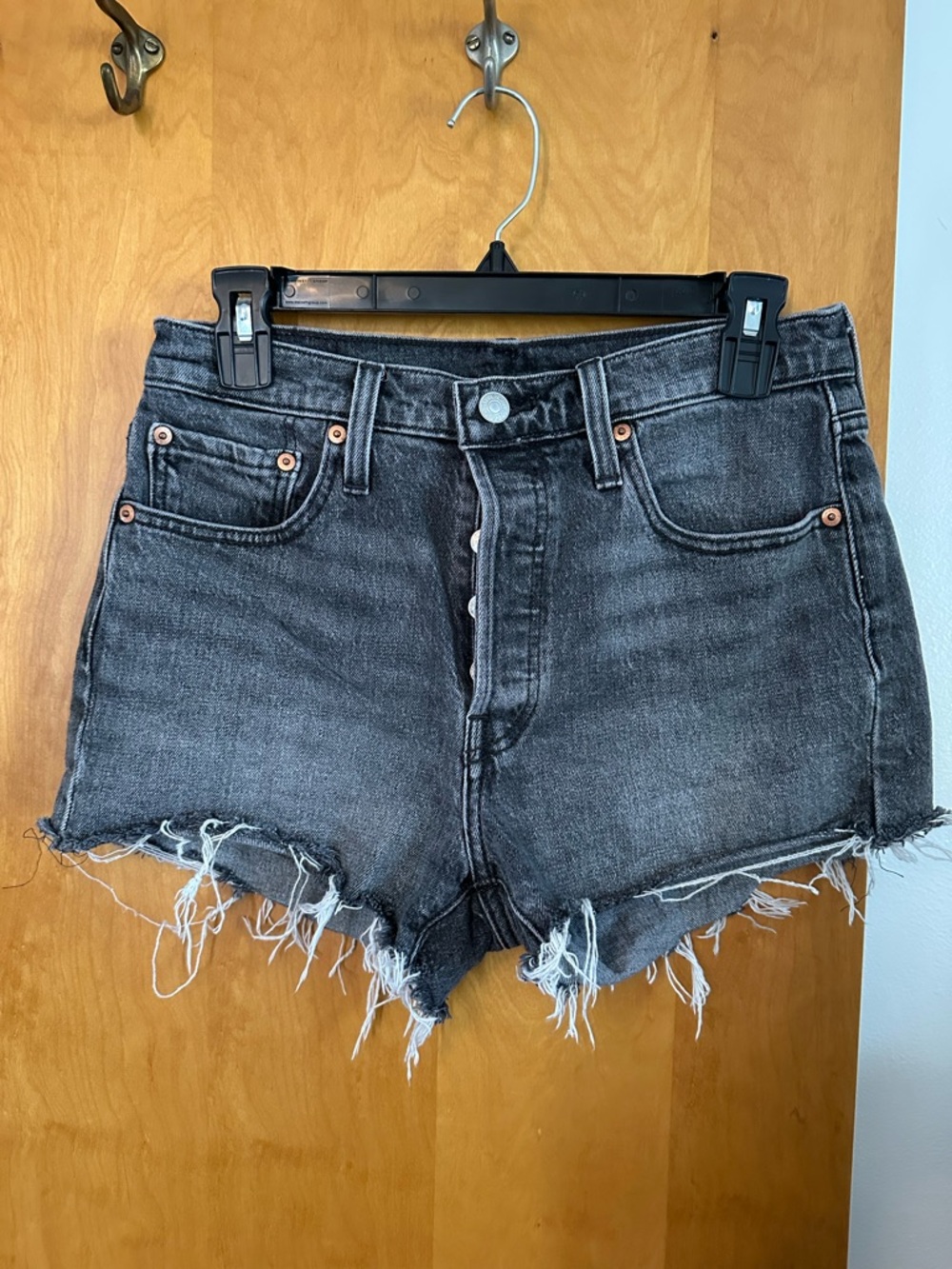 Levi’s 501 High-Waist Black Denim Cutoff Shorts Size 27